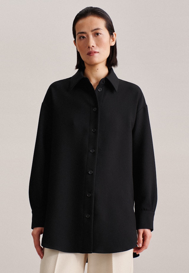 Long sleeve Crepe Long Blouse in Black | Seidensticker Onlineshop