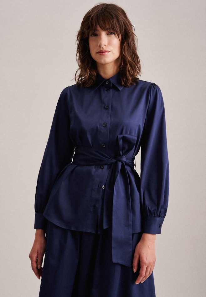 Satin Shirt Blouse in Dark Blue | Seidensticker Onlineshop