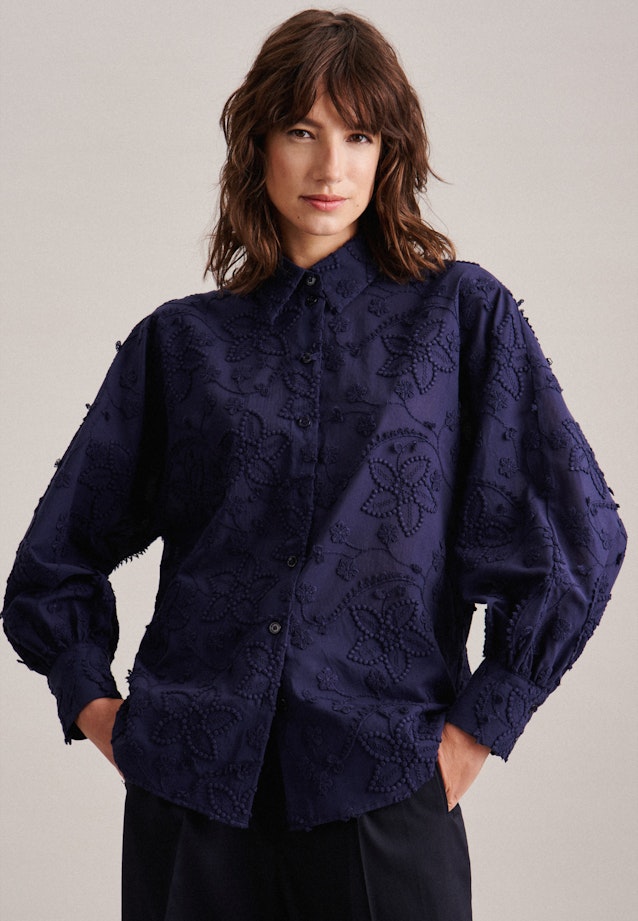 Long sleeve Voile Shirt Blouse in Dark Blue |  Seidensticker Onlineshop