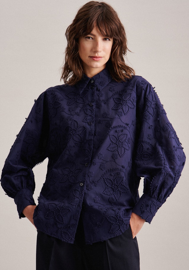 Voile Shirt Blouse in Dark Blue |  Seidensticker Onlineshop