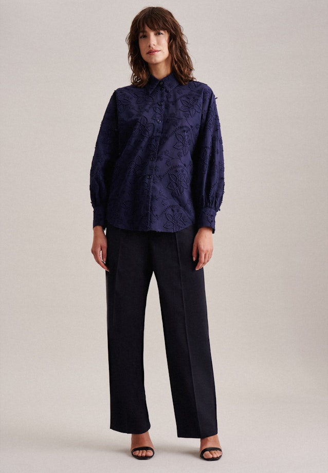 Long sleeve Voile Shirt Blouse in Dark Blue |  Seidensticker Onlineshop