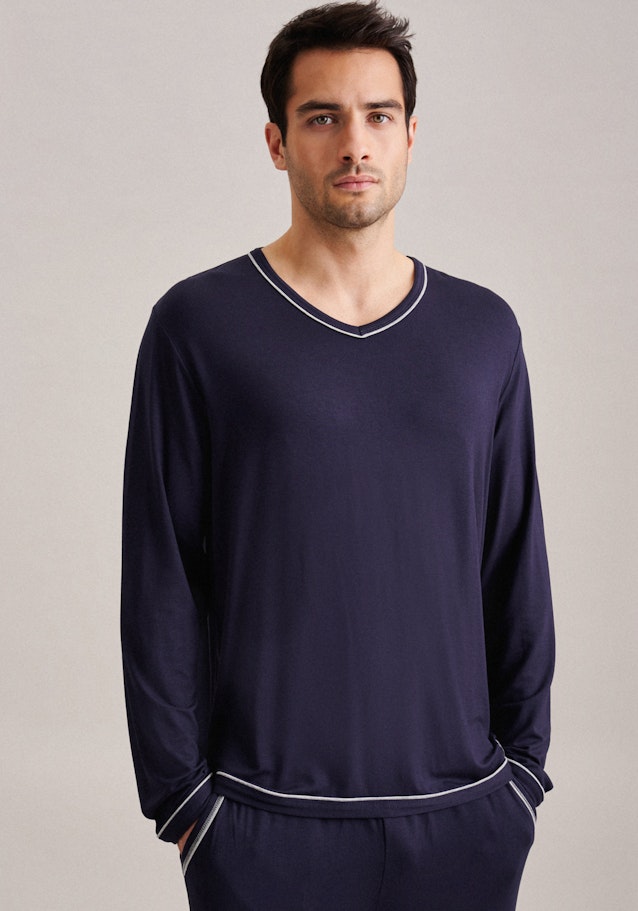 Regular Pyjama Uni in Bleu Foncé | Seidensticker Onlineshop