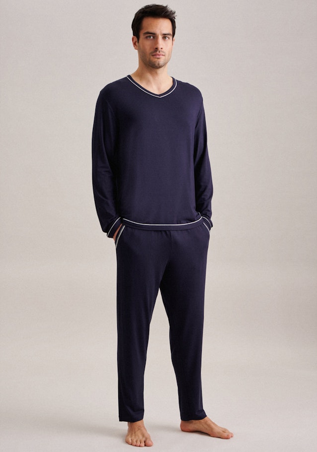 Regular Pyjama Uni in Bleu Foncé | Seidensticker Onlineshop