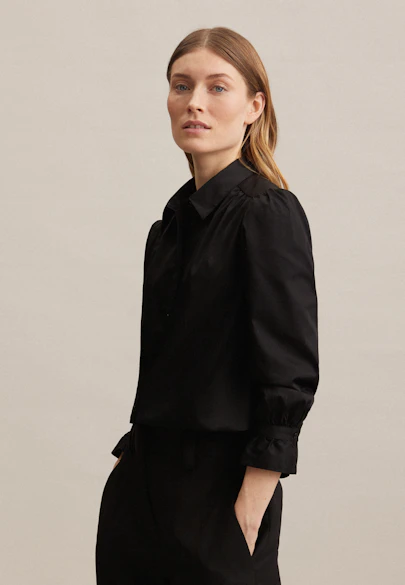 Regular Hemdbluse Uni glänzend in Schwarz |  Seidensticker Onlineshop