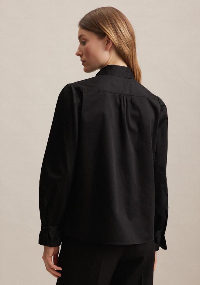 Regular Hemdbluse Uni glänzend in Schwarz | Seidensticker Onlineshop