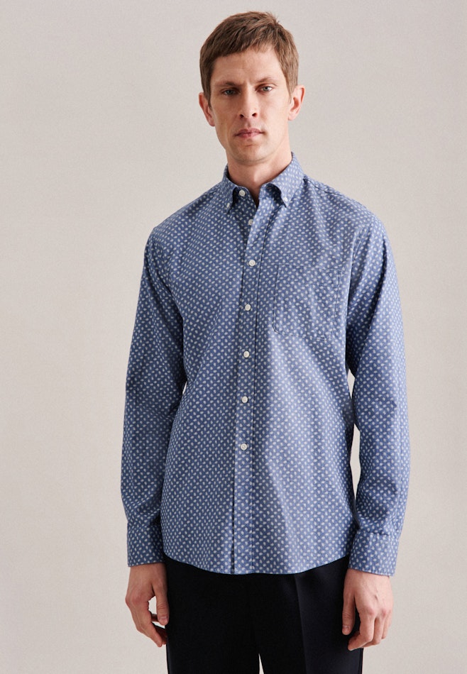 Chemise casual in Regular with Col Boutonné dans Bleu Clair | Boutique en ligne Seidensticker