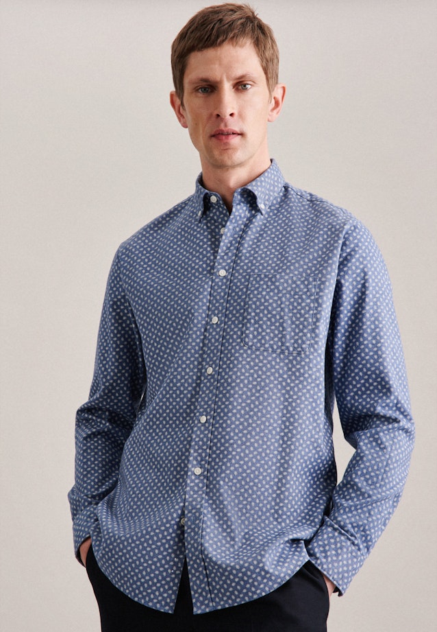 Regular Casual Hemd Druck in Hellblau |  Seidensticker Onlineshop