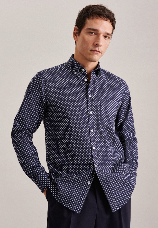 Regular Casual Hemd Druck in Dunkelblau |  Seidensticker Onlineshop