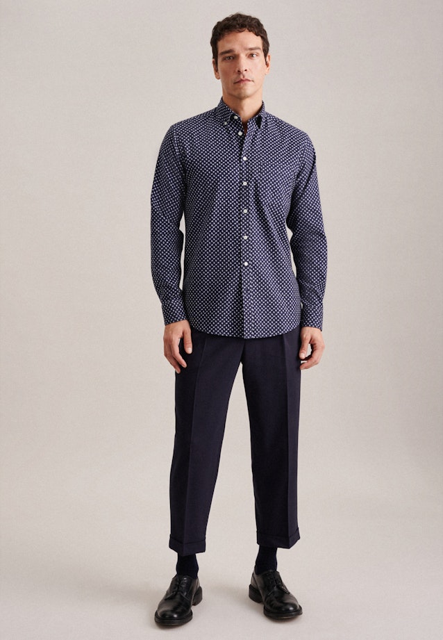 Regular Casual Hemd Druck in Dunkelblau |  Seidensticker Onlineshop
