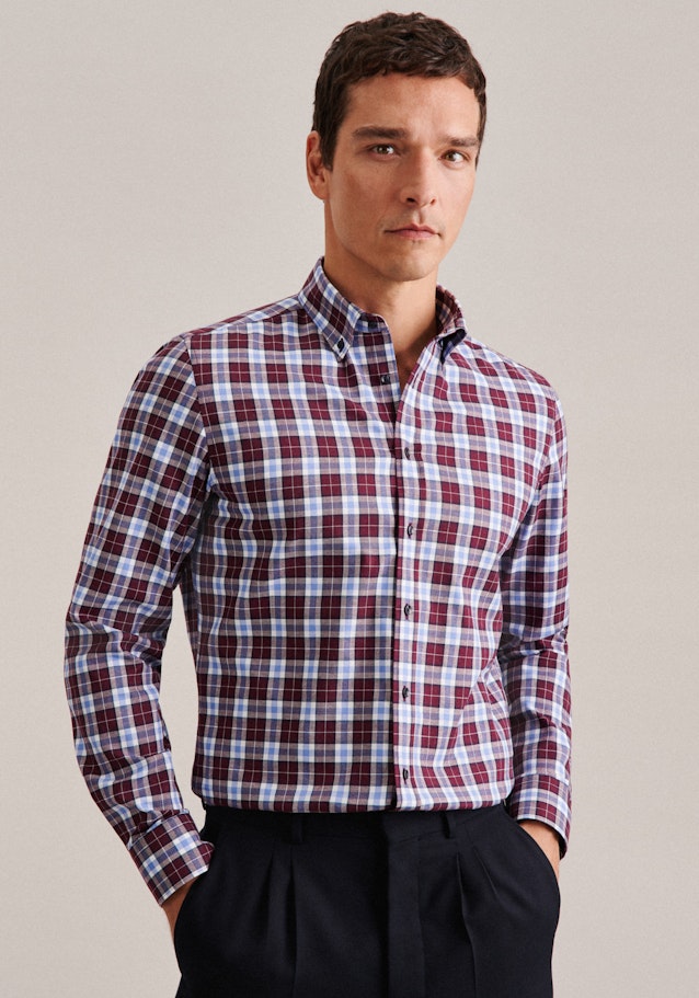 Flannel shirt in Slim with Button-Down-Collar in Red | Seidensticker Onlineshop