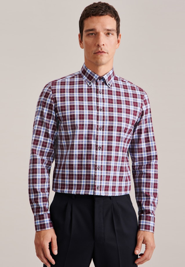 Twill Flanellhemd in Slim mit Button-Down-Kragen in Rot |  Seidensticker Onlineshop