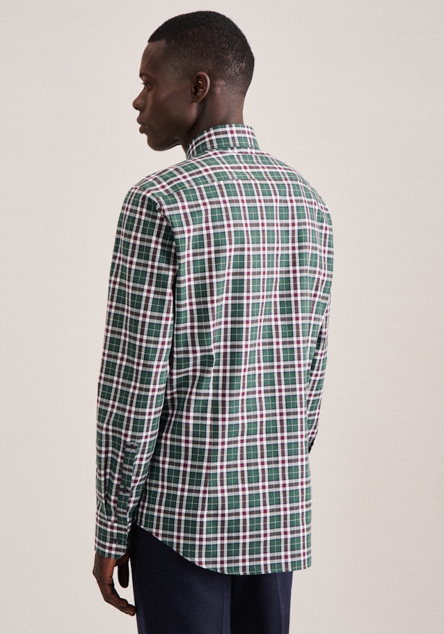 Twill Flanellhemd in Slim mit Button-Down-Kragen in Grün | Seidensticker Onlineshop