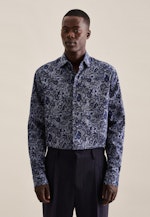 Regular Chemise en flanelle Floral in Bleu Foncé |  Seidensticker Onlineshop