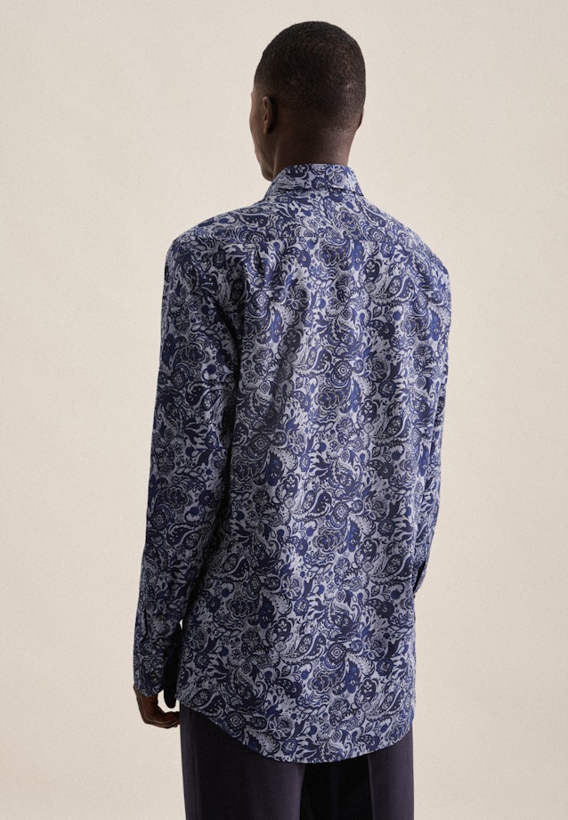 Regular Chemise en flanelle Floral in Bleu Foncé |  Seidensticker Onlineshop