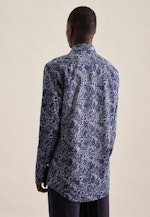 Regular Chemise en flanelle Floral in Bleu Foncé |  Seidensticker Onlineshop