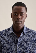 Regular Chemise en flanelle Floral in Bleu Foncé |  Seidensticker Onlineshop