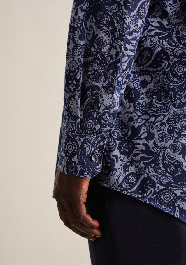 Flannel shirt in Regular with Kent-Collar in Dark Blue |  Seidensticker Onlineshop