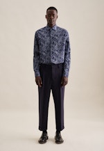 Regular Chemise en flanelle Floral in Bleu Foncé |  Seidensticker Onlineshop