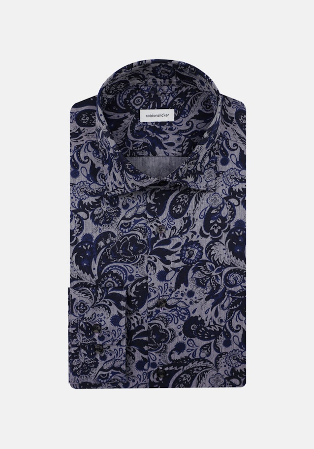 Chemise en flanelle Regular Twill (sergé) Col Kent in Bleu Foncé |  Seidensticker Onlineshop