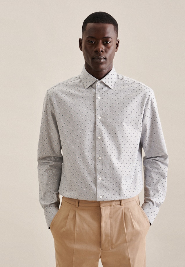 Regular Flanellhemd Druck in Grau |  Seidensticker Onlineshop