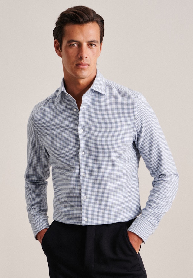 Flannel shirt in Slim with Kent-Collar in Light Blue | Seidensticker Onlineshop