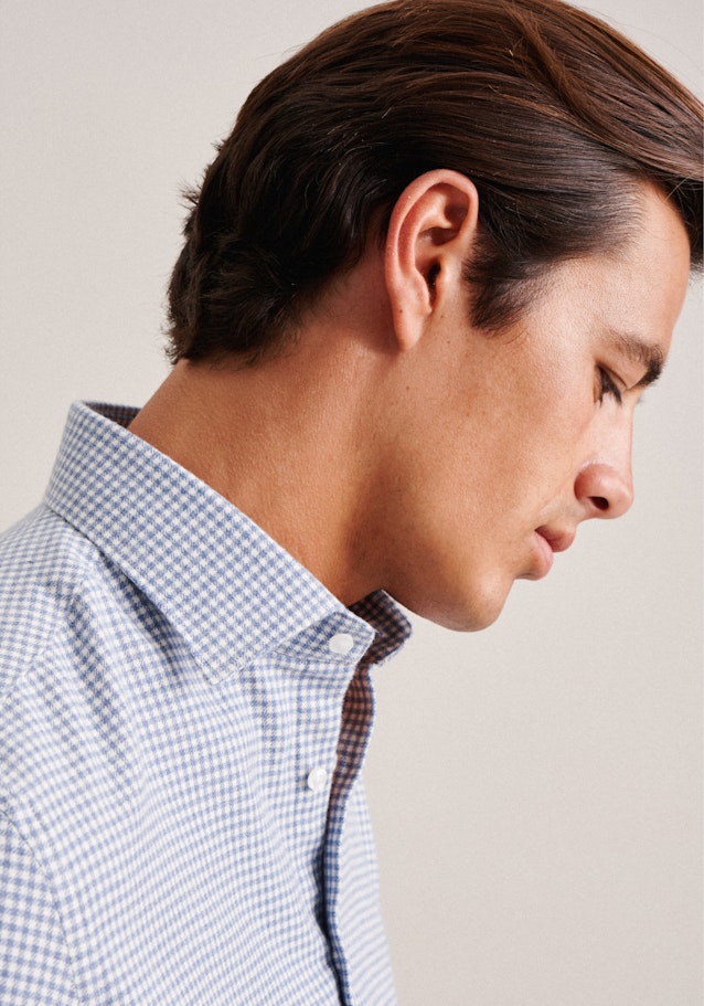 Flannel shirt in Slim with Kent-Collar in Light Blue |  Seidensticker Onlineshop