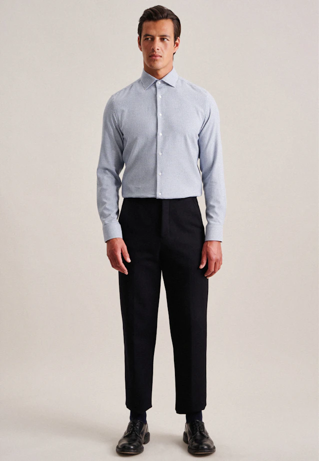 Slim Flanellhemd Karo in Hellblau |  Seidensticker Onlineshop