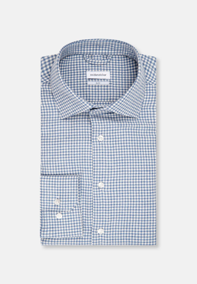 Slim Chemise en flanelle carreaux dans Bleu Clair | Boutique en ligne Seidensticker