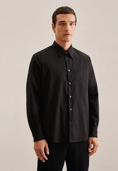 Regular Business Shirt Uni in Black |  Seidensticker Onlineshop