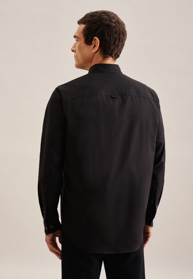 Non-iron Poplin Business Shirt in Regular with Kent-Collar in Black | Seidensticker online shop