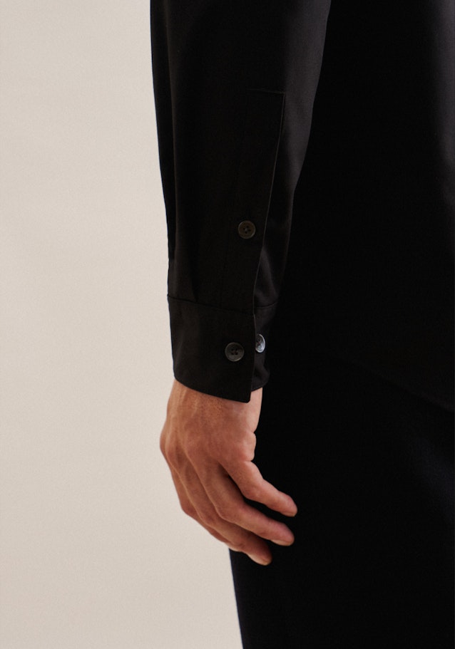 Non-iron Poplin Business Shirt in Regular with Kent-Collar in Black |  Seidensticker Onlineshop