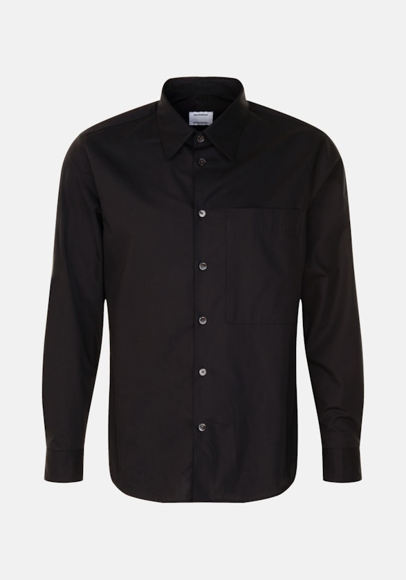 Non-iron Poplin Business Shirt in Regular with Kent-Collar in Black |  Seidensticker Onlineshop