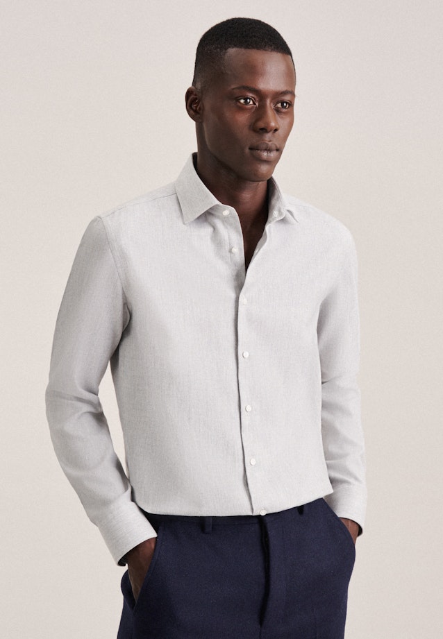Easy-iron Herringbone pattern Business Shirt in Slim with Kent-Collar in Grey | Seidensticker Onlineshop