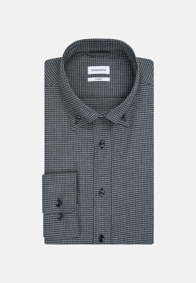 Bügelleichtes Pepita Business Hemd in X-Slim mit Button-Down-Kragen in Dunkelblau |  Seidensticker Onlineshop