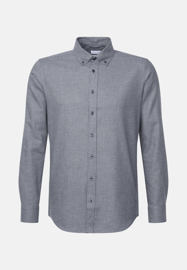 Bügelleichtes Pepita Business Hemd in X-Slim mit Button-Down-Kragen in Dunkelblau |  Seidensticker Onlineshop