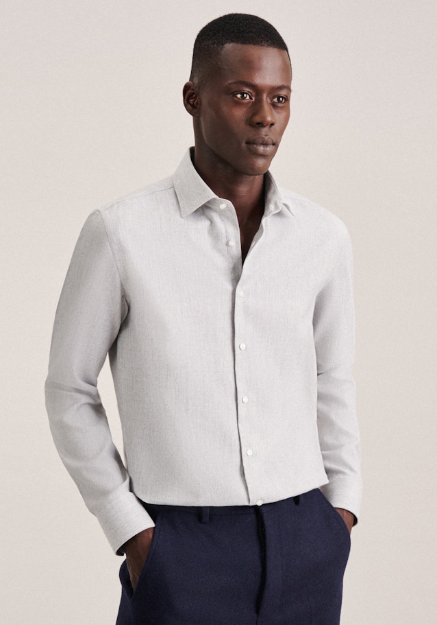 Easy-iron Herringbone pattern Business Shirt in X-Slim with Kent-Collar in Grey | Seidensticker Onlineshop