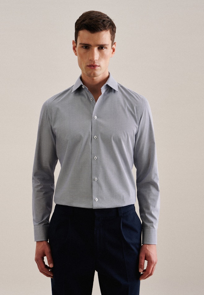 Chemise Business Slim Popeline Col Kent dans Bleu Moyen | Boutique en ligne Seidensticker