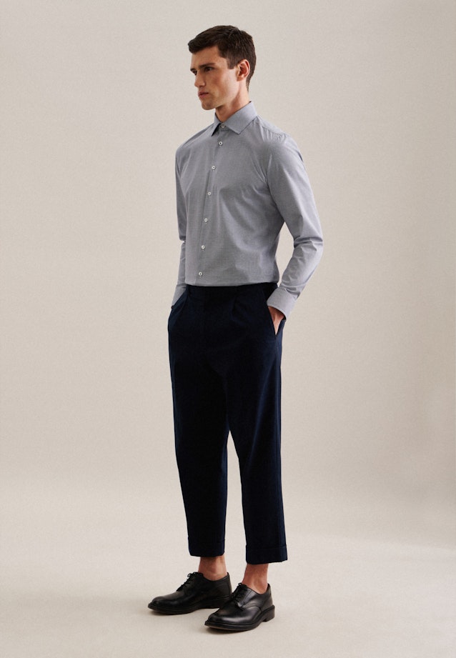 Slim Business Hemd Druck in Mittelblau |  Seidensticker Onlineshop