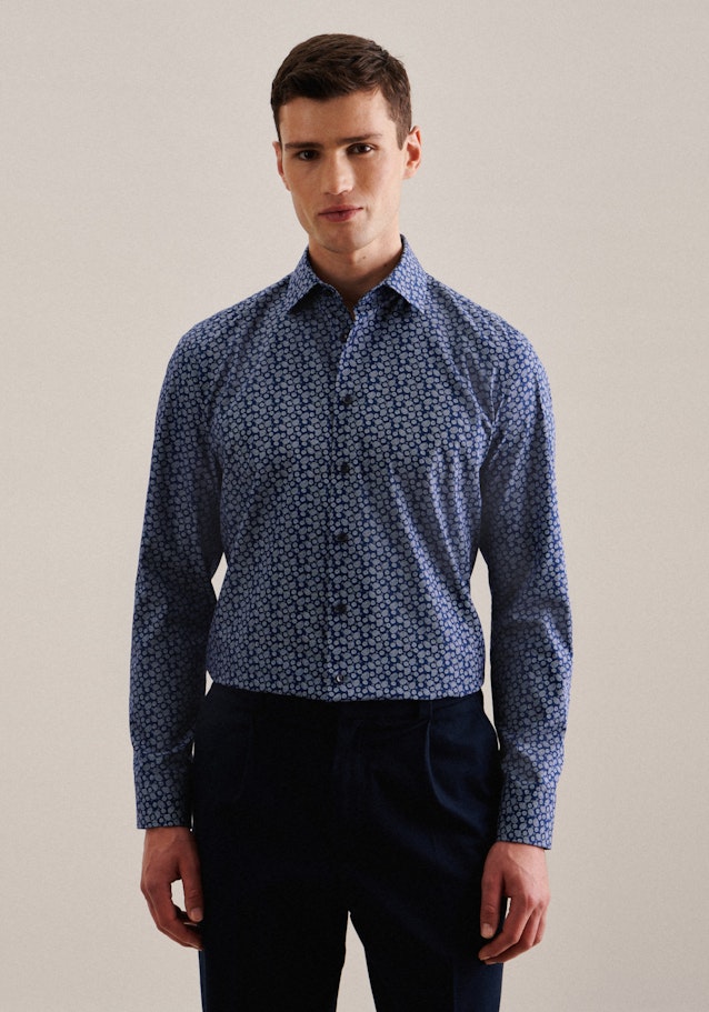 Business Shirt in Slim with Kent-Collar in Medium Blue | Seidensticker Onlineshop