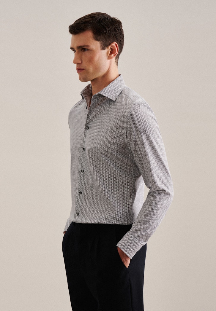 Herren Struktur Business Hemd in Slim mit Kentkragen grau | Seidensticker | Klassische Hemden