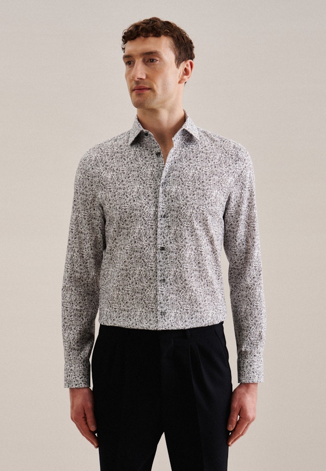 Chemise Business Slim Structuré Col Kent dans Gris | Boutique en ligne Seidensticker