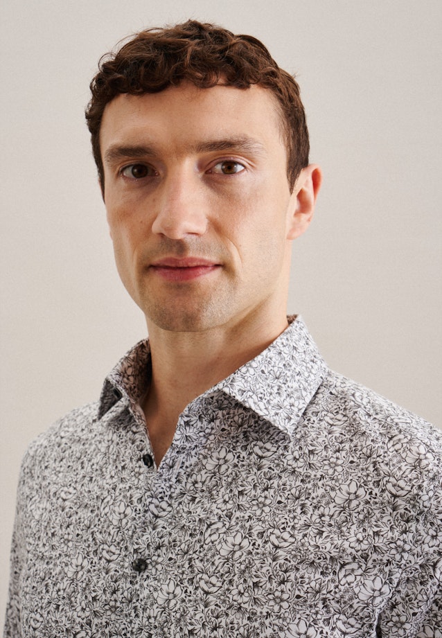 Slim Business Hemd Floral in Grau |  Seidensticker Onlineshop