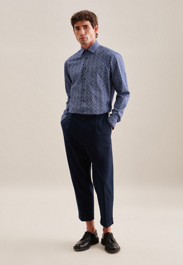 Regular Chemise d'affaires Paisley in Bleu Moyen |  Seidensticker Onlineshop