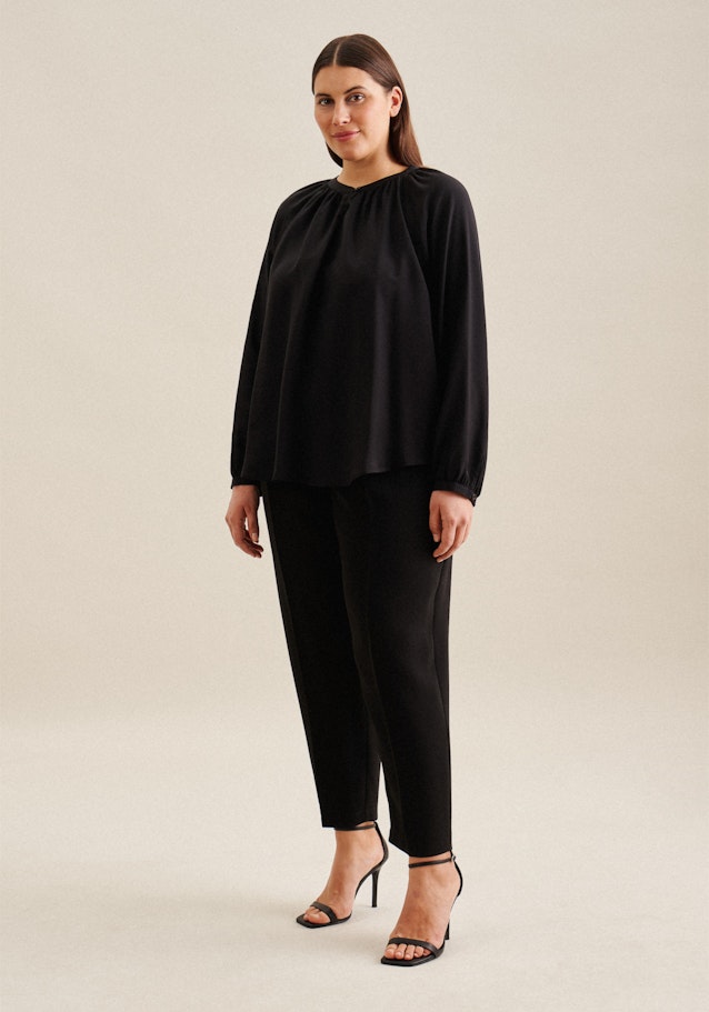 Grande taille Crew Neck Slip Over Blouse in Black |  Seidensticker Onlineshop