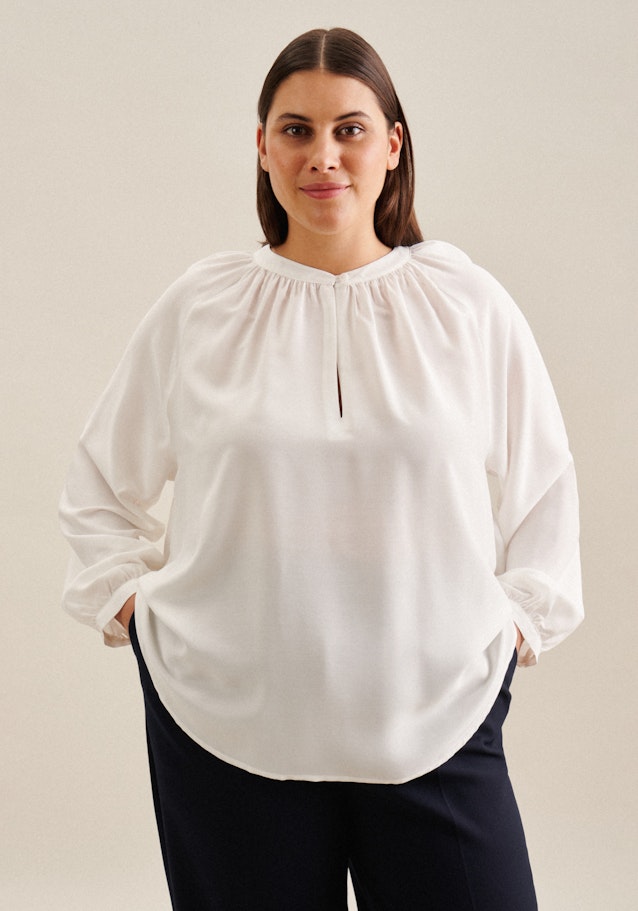 Grande taille Ronde Hals Overgooi-Blouse in Ecru | Seidensticker Onlineshop