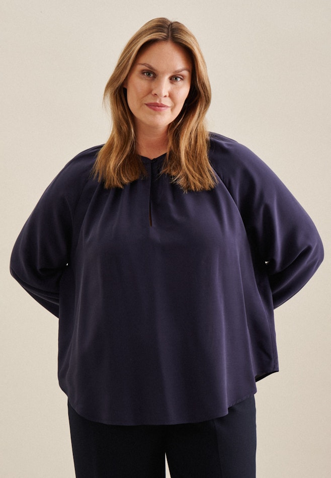 Grande taille Crew Neck Slip Over Blouse in Dark Blue | Seidensticker Onlineshop