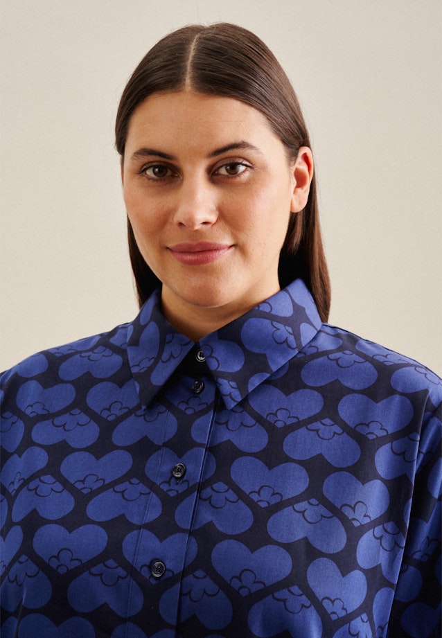 Grande taille Collar Shirt Blouse in Dark Blue |  Seidensticker Onlineshop