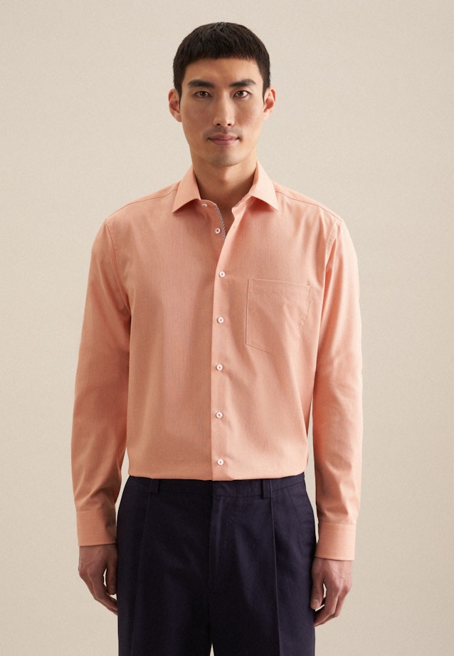 Non-iron Structure Business Shirt in Regular with Kent-Collar in Orange | Seidensticker Onlineshop