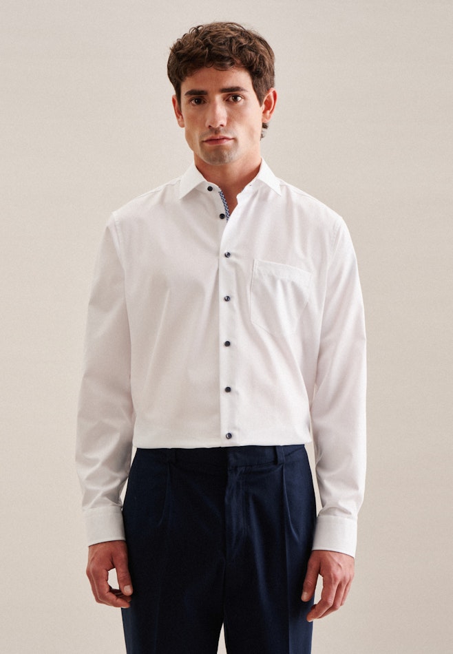 Chemise Business Regular Structuré Col Kent in Blanc | Seidensticker Onlineshop