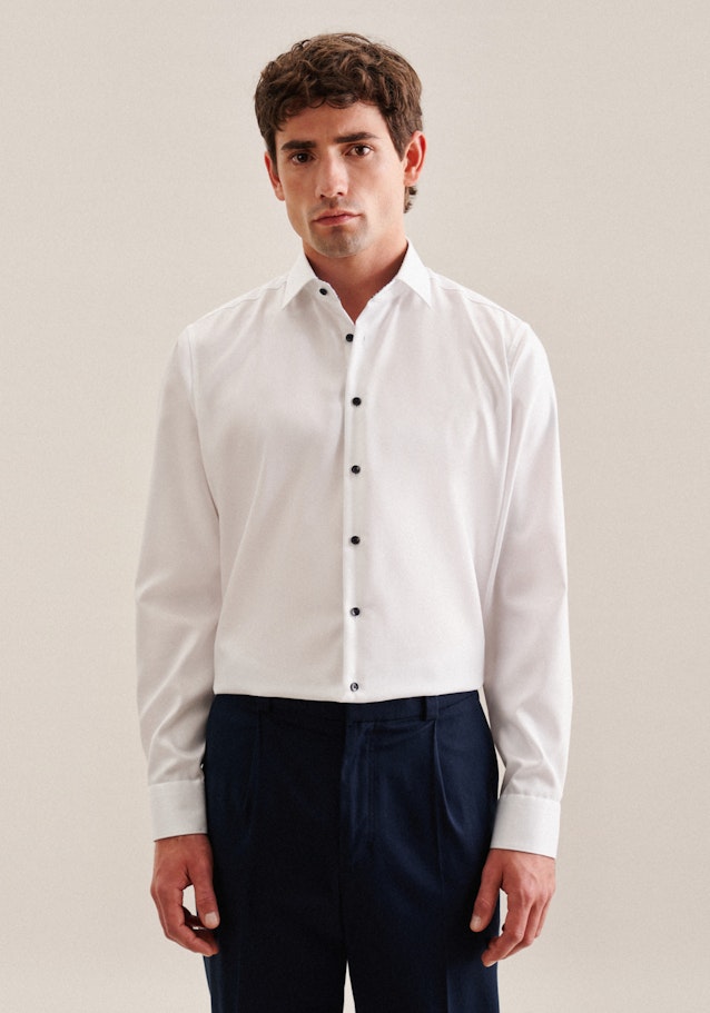 Non-iron Twill Business Shirt in Regular with Kent-Collar in White | Seidensticker Onlineshop